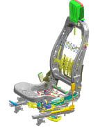 A computer generated design of an automotive seat made by automotive manufacturing services
