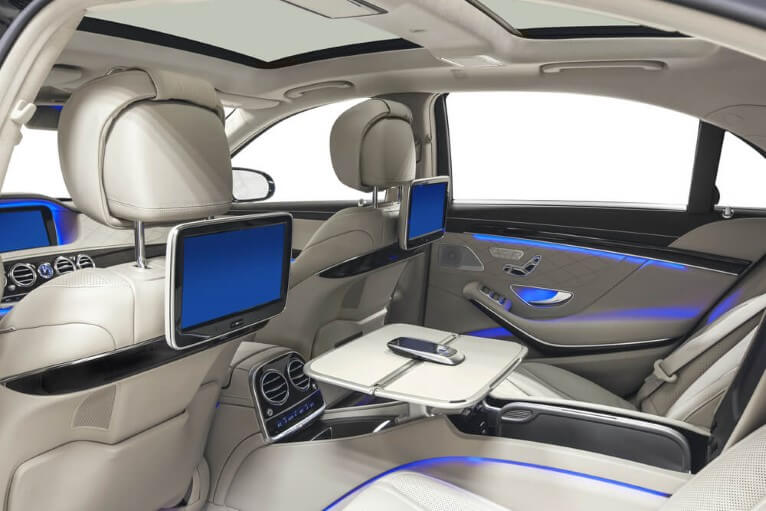 A high end automotive interior with in seat lighting made by automotive manufacturing services        